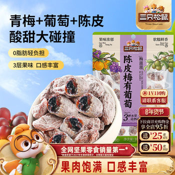 Three Squirrels_Orange Peel Plum with Grape Fruit Preserves, Candied Plum, Mango, Strawberry Dried Fruit, Sweet and Sour Snacks, New Year's Gift