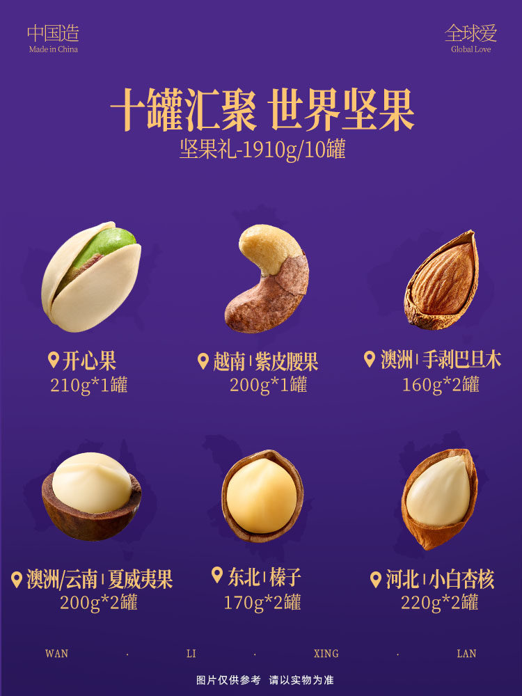 Three Squirrels Nut Gift Box Wanlixinglan 1910g/10 Cans New Year Gift Pack High-End and Elegant Healthy Gift for Gifting