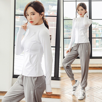 Loose sports coat set womens spring and autumn running gym top slim yoga suit long sleeve new three-piece set