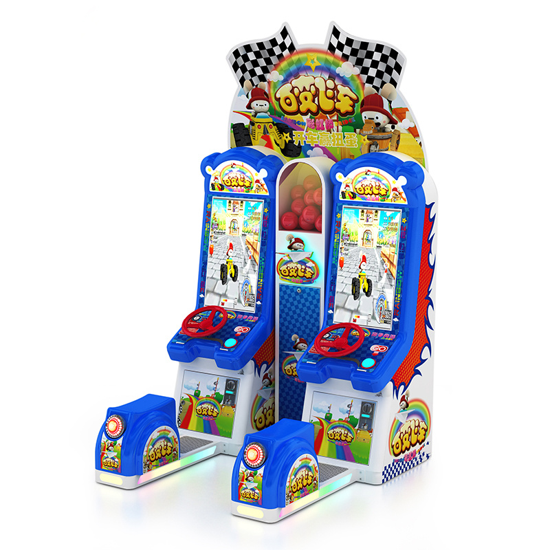 New coin racing video game console Children's orchestra simulates steering wheel race win over egg electric play tour art machine
