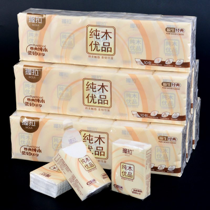 60 Packs of Handkerchiefs, 10 Pieces of Wood Pulp Printed Embossed Unscented Two-Layer Mini Small Bag, Portable Carry-On