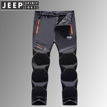 JEEP Jeep outdoor stormtrooper pants mens autumn and winter thickened thickened mountaineering pants women windproof waterproof soft shell ski pants