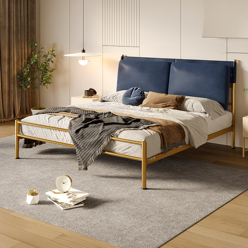 Heaven furniture iron bed light luxury iron bed soft double bed metal iron - art thickened silent iron frame bed