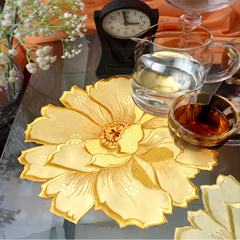 Thickened thermal insulation Tea table mat European-style cloth Relief Dining Hall Bowls Tray Cups Mat Nordic Minimis home Non-silica gel Ins