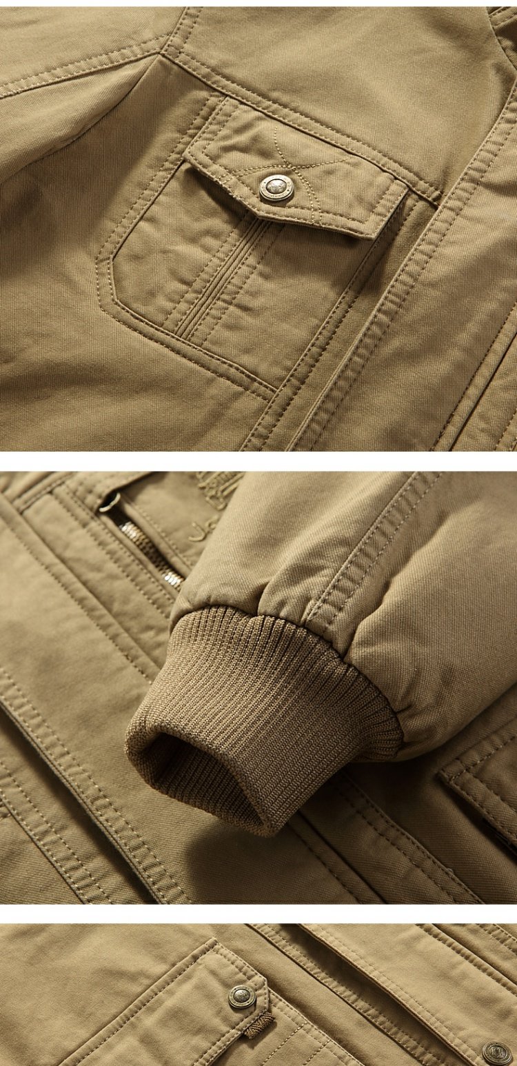 Xe jeep mùa xuân nam áo khoác đồng phục cổ áo cổ áo nam ngắn cotton giản dị cỡ lớn áo khoác trung niên áo khoác mùa đông