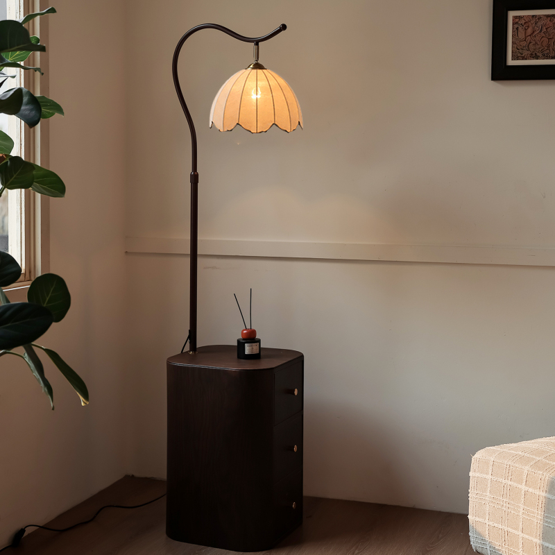 Medieval-Style Floor Lamp, Bedroom Bedside Table, Integrated Atmosphere, Living Room Sofa Side Storage Coffee Table, Standing Table Lamp