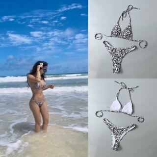 Maillots de bain sexy imprimé léopard sangle bikini femmes