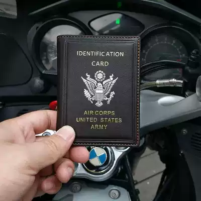 Driver's license leather case male ultra-thin leather card cover anti-degaussing multi-function card bag retro American pilot ID clip