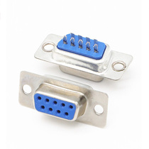 DB9 joint 2 row 9 holes serial port head RS232 plug COM welding wire head DB9 hole female head blue rubber core