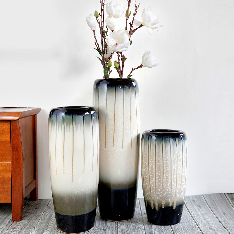 Ceramic floor-to-ceiling bronze modern fashion living room Jingdezhen ornaments porch with dry flowers and flowers European-style large vase