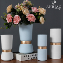 Ceramic simple modern fashion white dining table living room gift home brushed ornaments dried flowers flower small vase