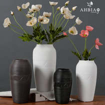 Ceramic flower arrangement brushed creative living room ornaments white simple modern device Nordic dry flowers hydroponic European vase