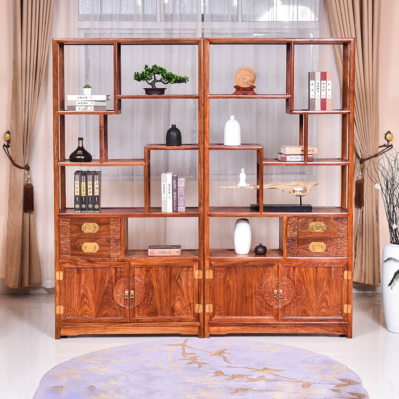 Ming Tianxia Mahogany Furniture Rosewood Bogu Racks Solid Wood Hedgehog Rosewood Shelf Kệ Duobaoge lối vào - Kệ