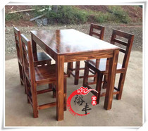 Hot pot table and chair retro Chongqing small noodles solid wood table rice noodle shop table and chair restaurant table and chair combination noodle hall table and chair