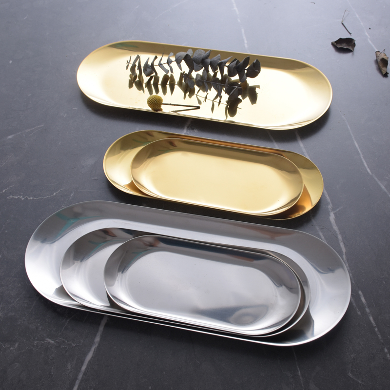 Stainless Steel Oval containing disc Home Mirror Accessories Contain metal Count Hearts Disc Sushi Swing Tray