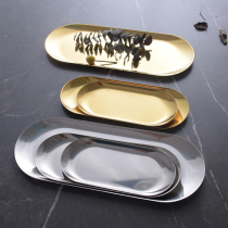 Stainless Steel Oval containing disc Home Disc Home Mirror Ornament Containing Metal Pallet Refreshment Tray Sushi Swing Tray