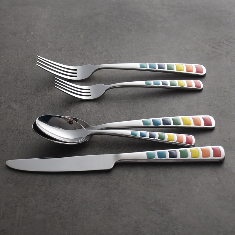 Colorful Stainless Steel Spoon Children Rainbow Spoon Domestic Adult Steak Knife Fork Spoon Spoon Creativity Western Meal Fork
