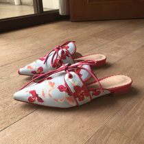 OMG Thai shoes supplements small crowdsourced personality printed straps flat-bottomed slippers 
