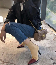 Thin and thin autumn and winter money ~ ~ pointed high heel short boots small crowdsourced giant