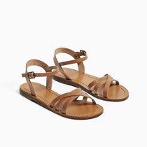 2021 new soft leather cross belt large girls sandals womens summer flat bottom fairy open toe single shoes holiday beach shoes