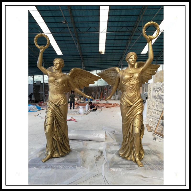 Synthetic artificial sandstone outdoor large figure sculpture fittings victory goddess garden landscape shopping mall decoration custom