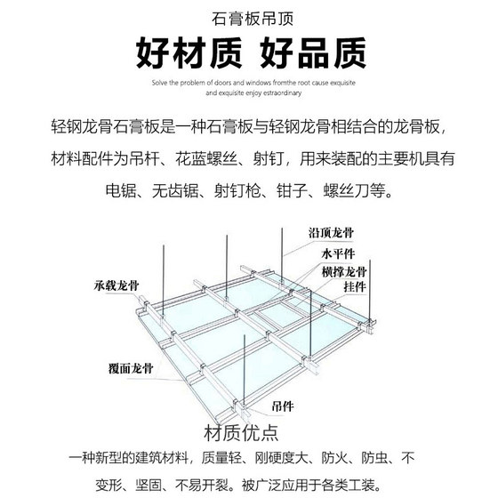 Shanghai gypsum board partition wall mall office soundproof partition wall installation light steel keel mineral wool board ceiling construction