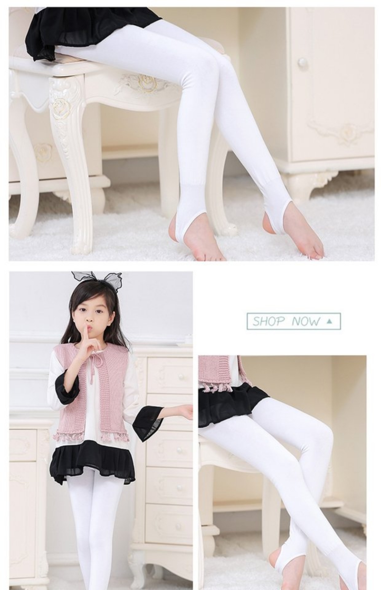 Mô hình mùa thu và mùa đông cộng với quần nhung trẻ em dày của bé gái vớ đáy vớ nhảy múa màu đen trắng vớ lông rồng vớ dày thu đông cho bé
