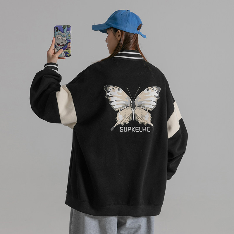 Mint Planet Baseball Coat Women 2021 New Women Loose Street Students Butterfly Printed Tide Jacket