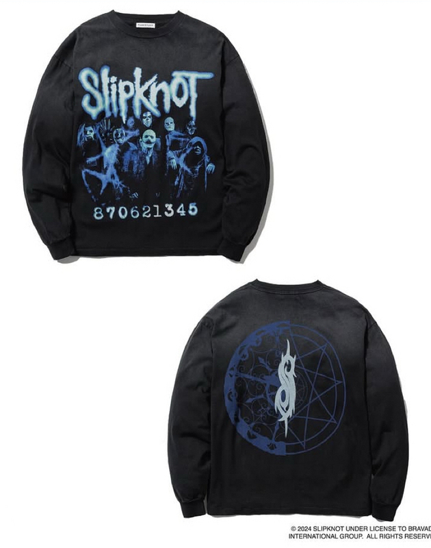 Japanese Heavy Metal Band Fan Must-Have Multi-Themed Graphic Washed Sandblasted Vintage Long-Sleeve T-Shirt