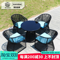 Outdoor table and chair courtyard rattan chair three-piece outdoor furniture rattan table and chair open-air garden dining table balcony leisure chair