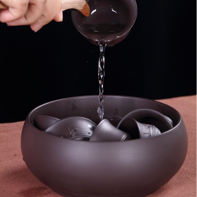 Large purple sand tea wash kung fu tea set accessories tea cup wash tea bowl water small pen wash black ashtray