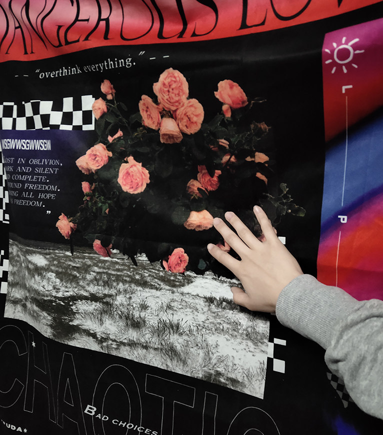 Гобелен 暗黑蒸汽朋克背景布潮牌hiphop土酷挂布欧美音乐节滑板说唱墙布