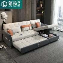 Down technology cloth sofa bed folding sitting and sleeping living room multi-functional double pull-out small apartment net red model