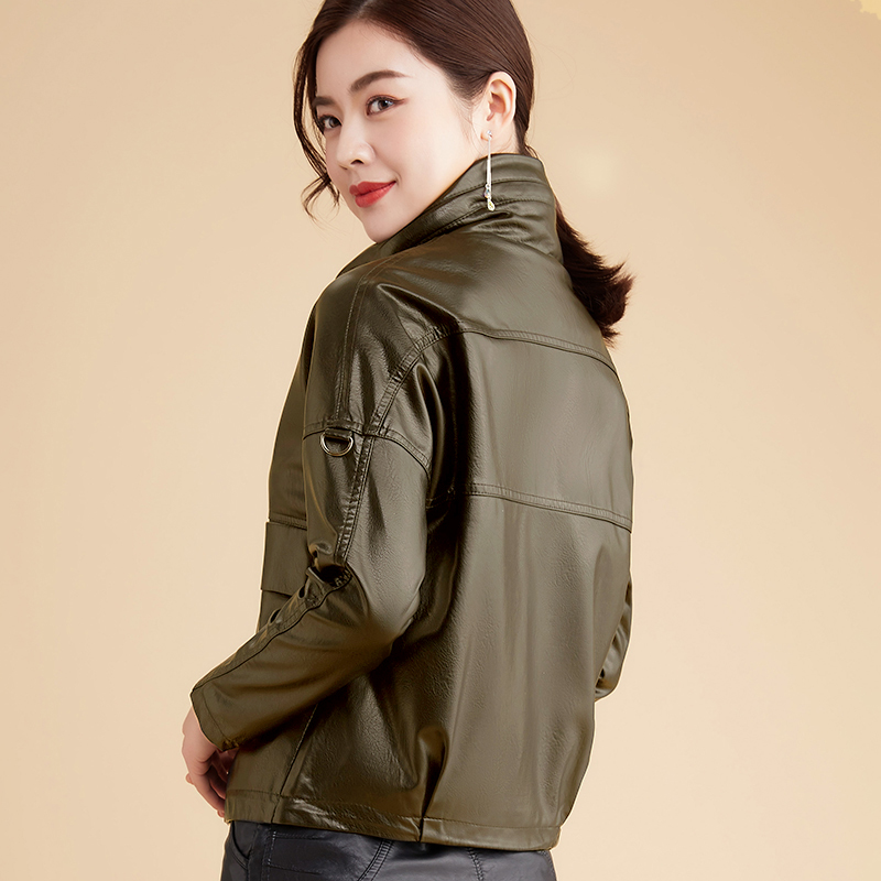 phụ nữ da của ngắn lỏng áo khoác 2020 mùa xuân và mùa thu mới của Hàn Quốc phiên bản của phong cách của một chiếc áo khoác da mỏng Haine