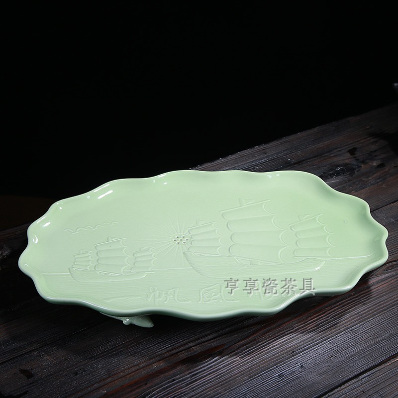 Bộ bàn trà bằng gốm sứ Long Tuyền celadon cối xay đá bán tự động bộ ấm trà đặt bộ ấm trà chén đặt nhà - Trà sứ bình trà giữ nhiệt