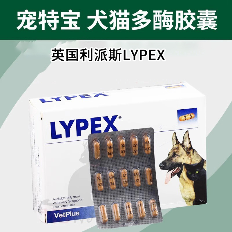 Lypex Pancreatic Enzyme for Pets, Dogs, Cats, Pancreas, Canine Multi-Enzyme Vetplus