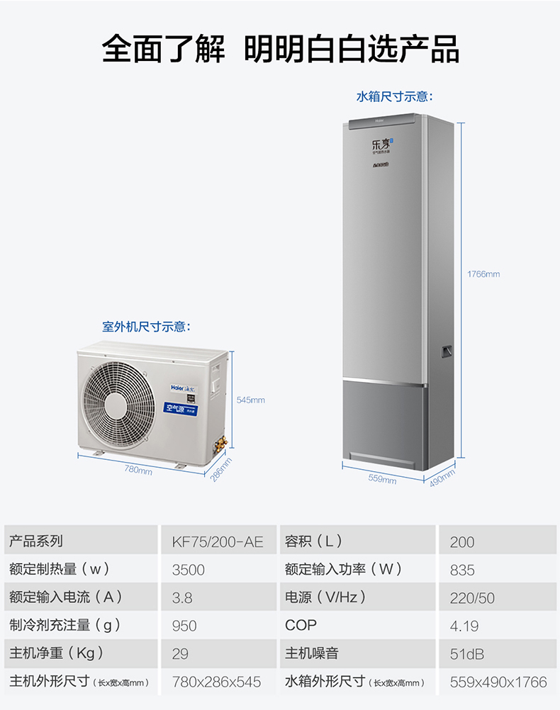 bình nước nóng ferroli Máy nước nóng năng lượng không khí Haier Haier KF75 200-AE Máy bơm nhiệt gia dụng phụ trợ không khí 200 lít - Máy đun nước bình nước nóng ariston 30l