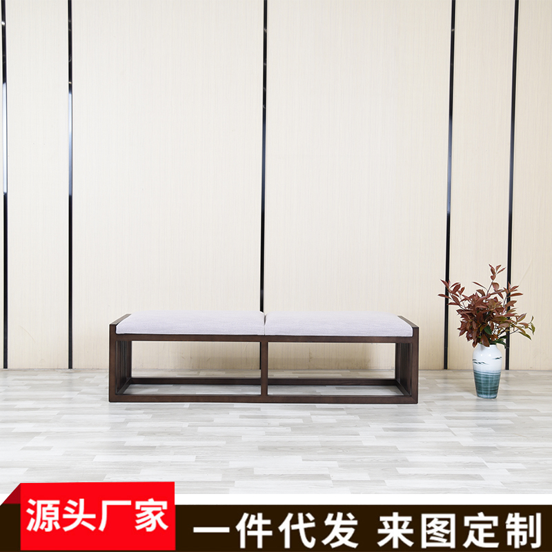 New Chinese-style solid wood bed end stool simple modern light luxury bedroom shoe stool bedside stool fabric sofa couch bench