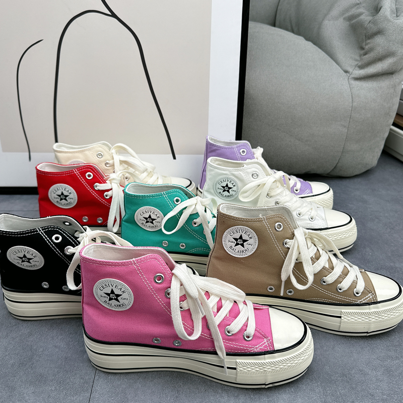 Aiistar/Converse 2026 Spring/Summer New Pink 1970S High-Top Canvas Shoes Women's Thick-Soled 4cm Platform Shoes