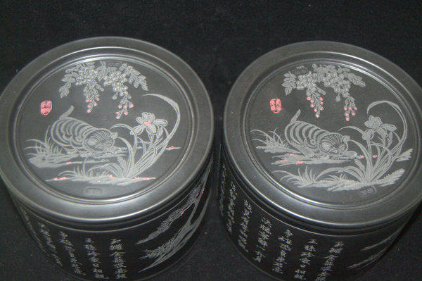苏州蟋蟀盆蒋泉林精制全黑直筒对盆，周福弟精雕蛐蛐罐，收藏级艺术品