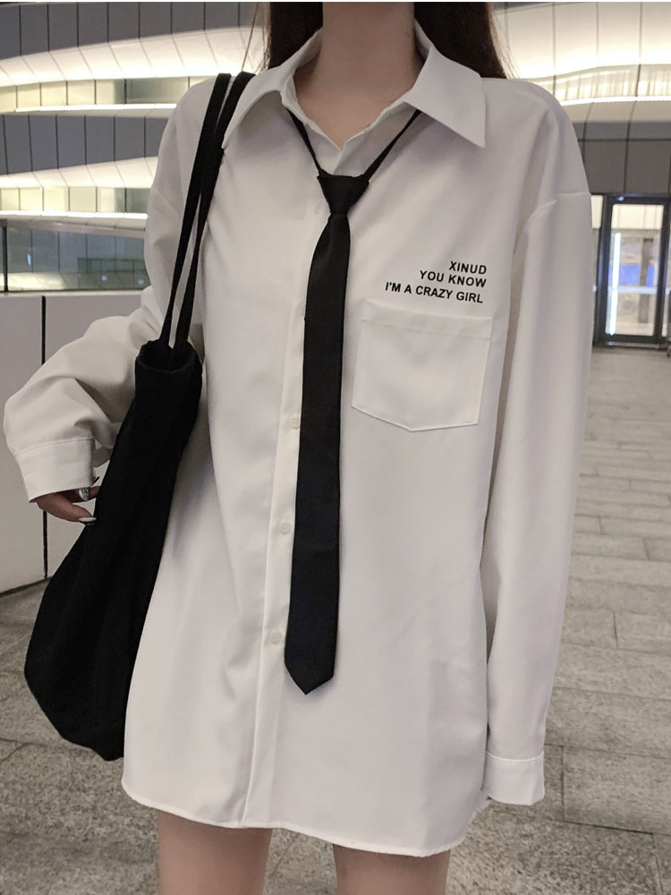 vetiver shirt design feeling minority Korean version of long sleeve loose shirt women's 2019 new early autumn coat