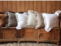 100% linen pillow European and American court style linen pillow ruffle ruffle side pillow without core