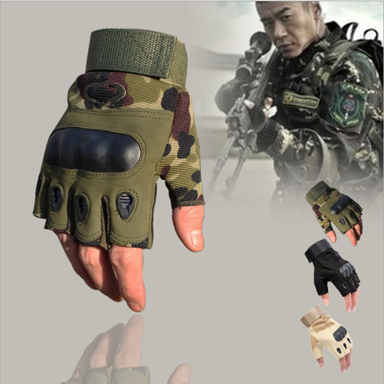 OU note half-finger tactical gloves fighting anti-skid anti-cutting Special Forces camouflage Black Mountain climbing cycling combat CS field battle