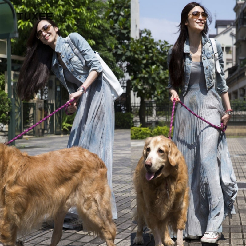 Overseas Purchase of Wu Peici Celebrity-Style Light Blue Denim Suspender Dress Two-Piece Set, Slimming Floor-Length Vacation Dress