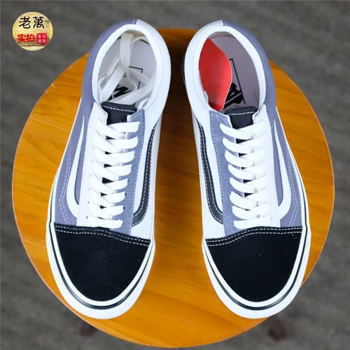 Lao Wan Vans Van Skool Мужчины и женские серые черные черные плазменные кроссовки VN0A38G2XFI