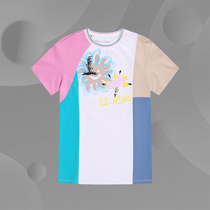 Li Ning Tong Clothing Summer New Girl Sports Life Fashion Collage Short Sleeves Cotton Dress YSKR064