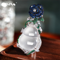 VISING jewelry natural quartz jade water foam blue enchantress gourd Fulu pendant necklace comparable to jade