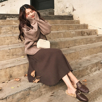 Special clearance treatment~2020 winter Western style knitted sweater suit Large size age-reducing waist slim dress