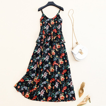 Summer dress 2021 new large size French inside match chiffon suspender skirt slightly fat foreign style age-reducing thin dress female