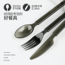 Thick translucent finished tableware disposable large hard plastic long handle knife and fork soup spoon West tableware 100
